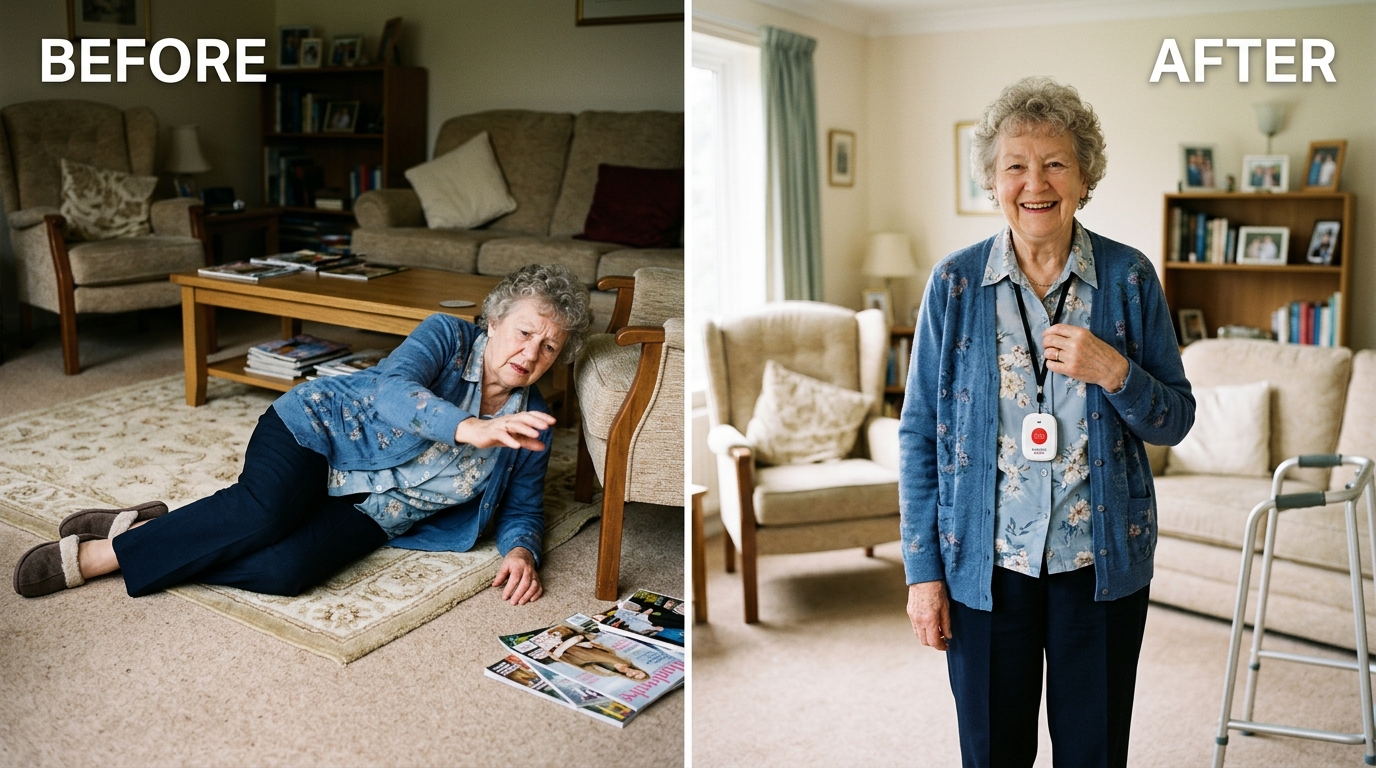 Illustration of fall prevention importance for seniors at home