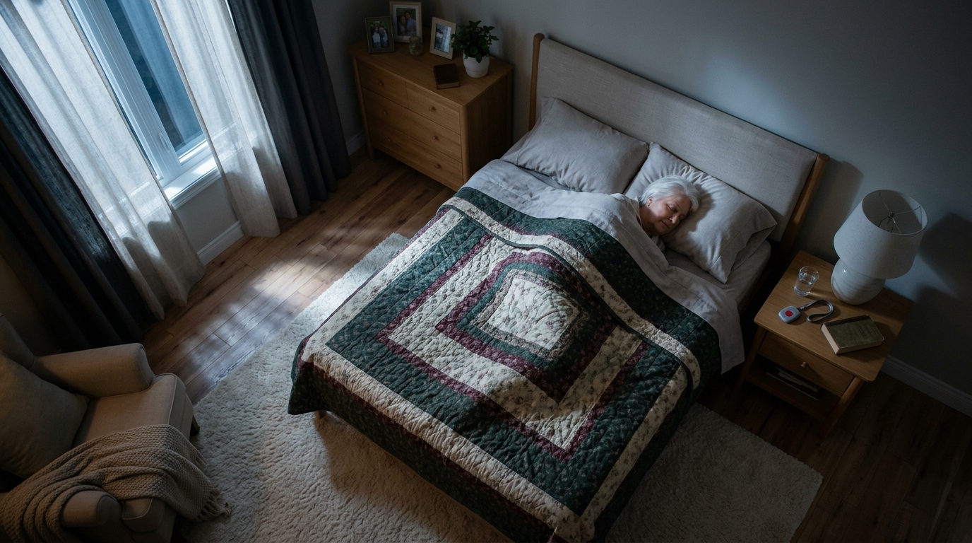 Senior recovering from surgery at home with a medical alert system for safety during recovery