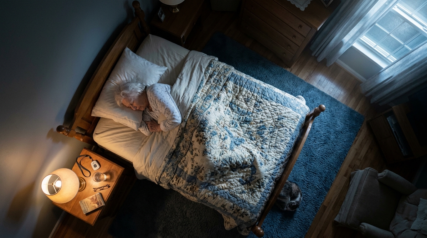 Senior resting peacefully at home with medical alert protection