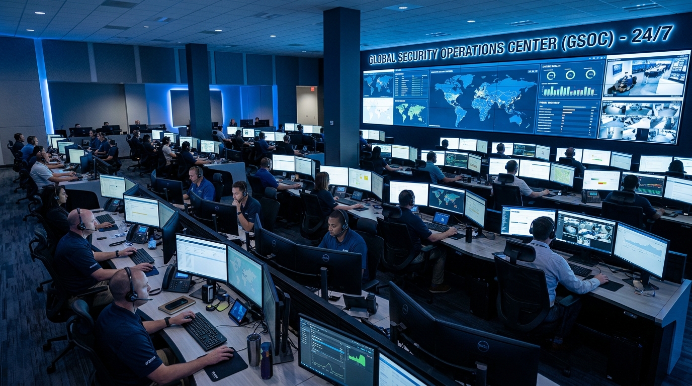 Medical alert monitoring center operators at their screens providing 24/7 emergency response